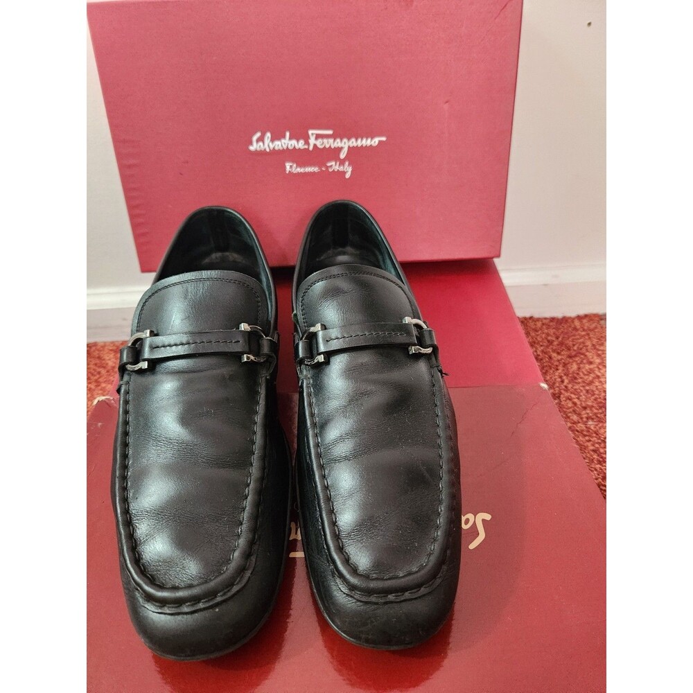 Salvatore Ferragamo Black Leather Loafers Men's SizeSalvatore Ferragamo Black - Picture 2 of 12